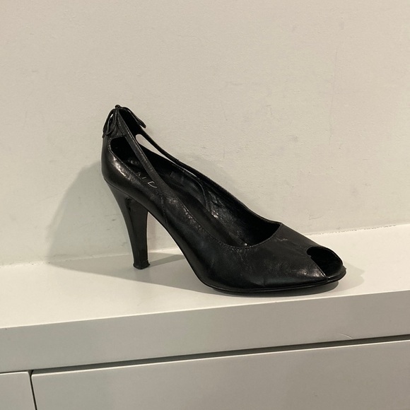 ALDO Leather Black Peep Toe Heels 37 - Picture 6 of 15